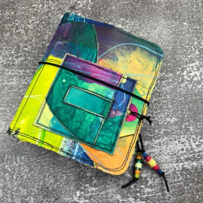 Handcrafted Pocket Sized Art Journal, Distressed Layers, Patchwork design - Image 2