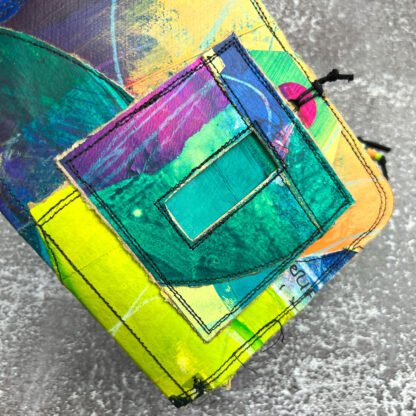 Handcrafted Pocket Sized Art Journal, Distressed Layers, Patchwork design - Image 3