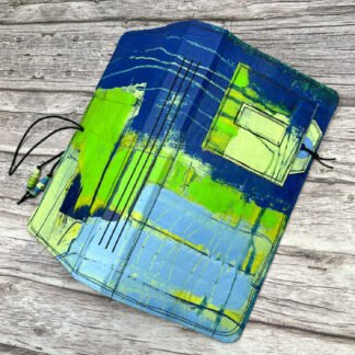 Handcrafted Travel Size Journal, Distressed Layers, Stitch Bound, Blue-Green