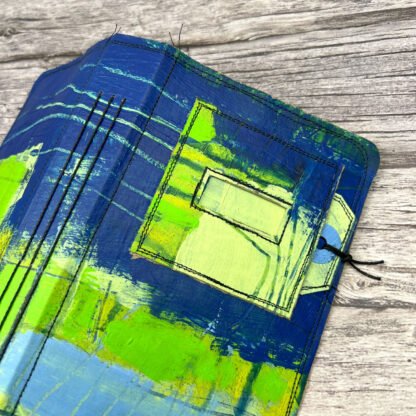 Handcrafted Travel Size Journal, Distressed Layers, Stitch Bound, Blue-Green - Image 2