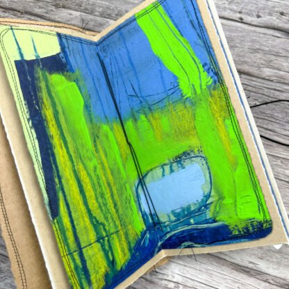 Handcrafted Travel Size Journal, Distressed Layers, Stitch Bound, Blue-Green - Image 4