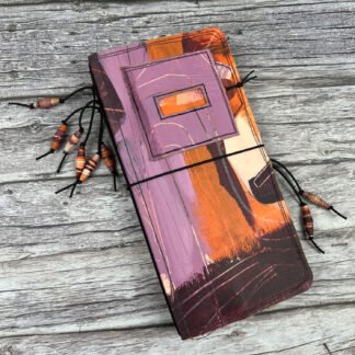 Handcrafted Travel Size Journal with Beads, Distressed Layers, Elastic Bound