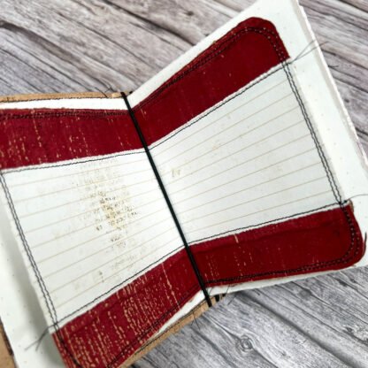 Handcrafted Pocket Sized Art Journal, Elastic Bound, Distressed Layers, Pumpkin and Plum - Image 9