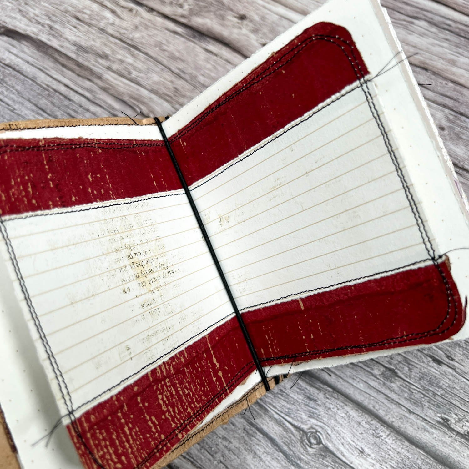 Handcrafted Pocket Sized Art Journal, Elastic Bound, Distressed Layers, Pumpkin and Plum - Image 9